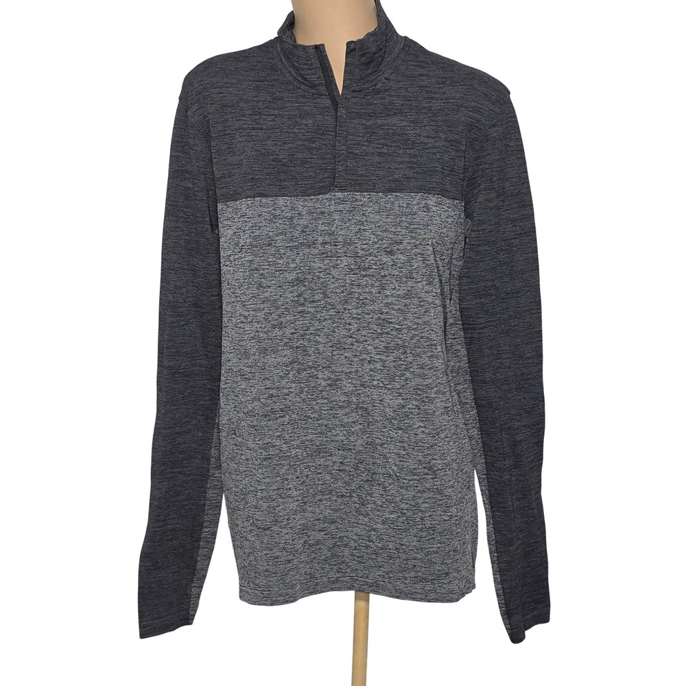 Marc Anthony Pullover Mens Small Gray Black Slim Fit Long Sleeve Quarter Zip Top